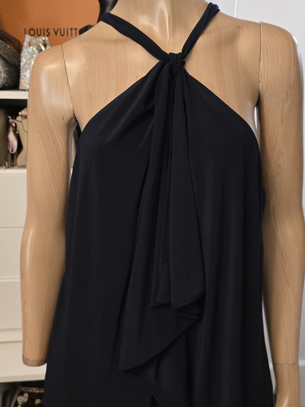 Chaps Halter Tie-Shoulder Navy Knot Top Sz XL